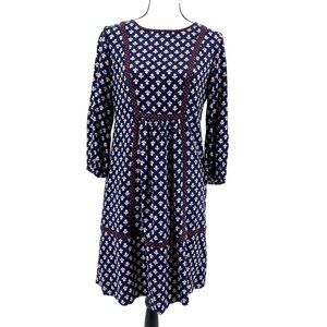 Boden Luna Prairie Dress Womens 4 Floral Pattern Back Zip 3/4 Sleeve Pockets